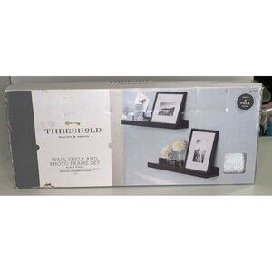 Black Floating Shelf 21.6 inch with Photo Frame NEW Threshold 2 Pack - Solid